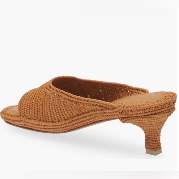 CARRIE FORBES Port Raffia Kitten-Heel Slide Sandals NEW - Picture 3 of 8